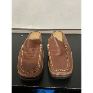 G.H. Bass & Co. Brown Leather Slip-On Mules Womens Size 5 M Y2K QBY8 Flat Shoes